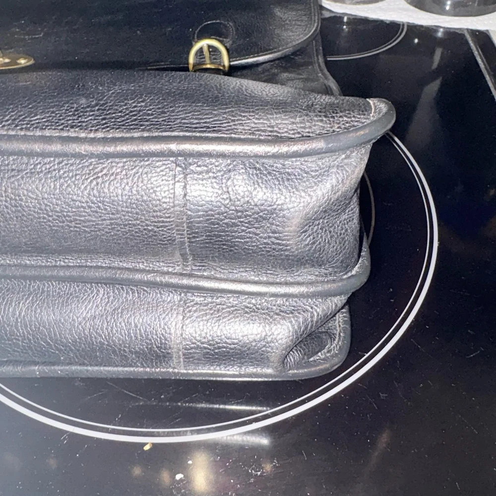 🔥IL BISONTE Wanny Di Filippo Black Leather Briefcase Made in Italy VGUC